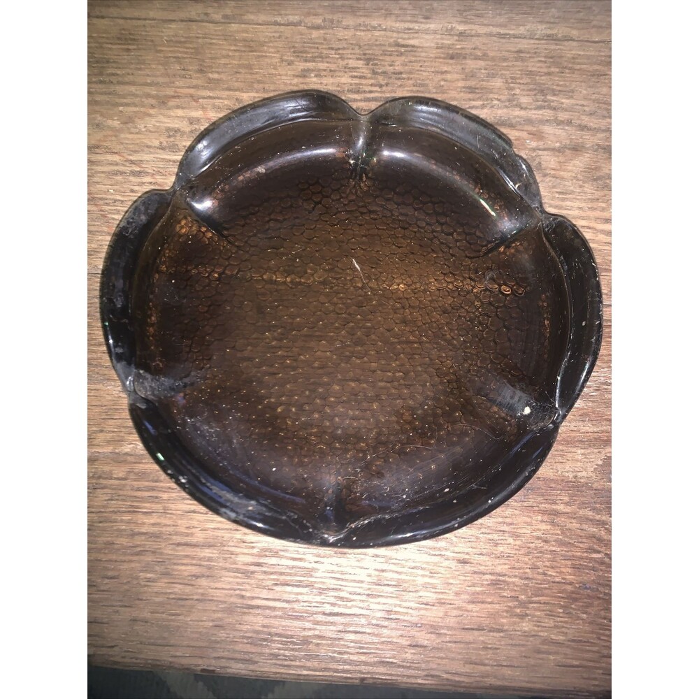 Blenko tray Lotus Flower Pebbled Six Petal Vtg MCM Glass 6.5”